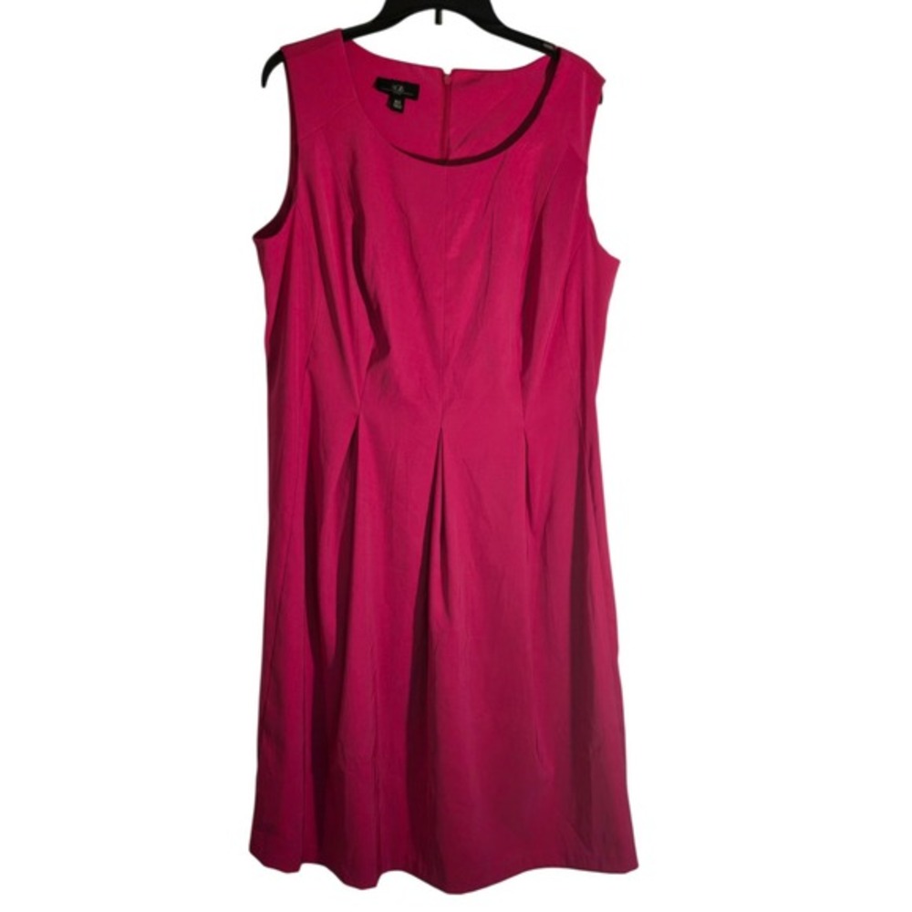 AGB Dress Womens 16W‎ Fuchsia Pink Sleeveless Pleated Sheath Career Dress